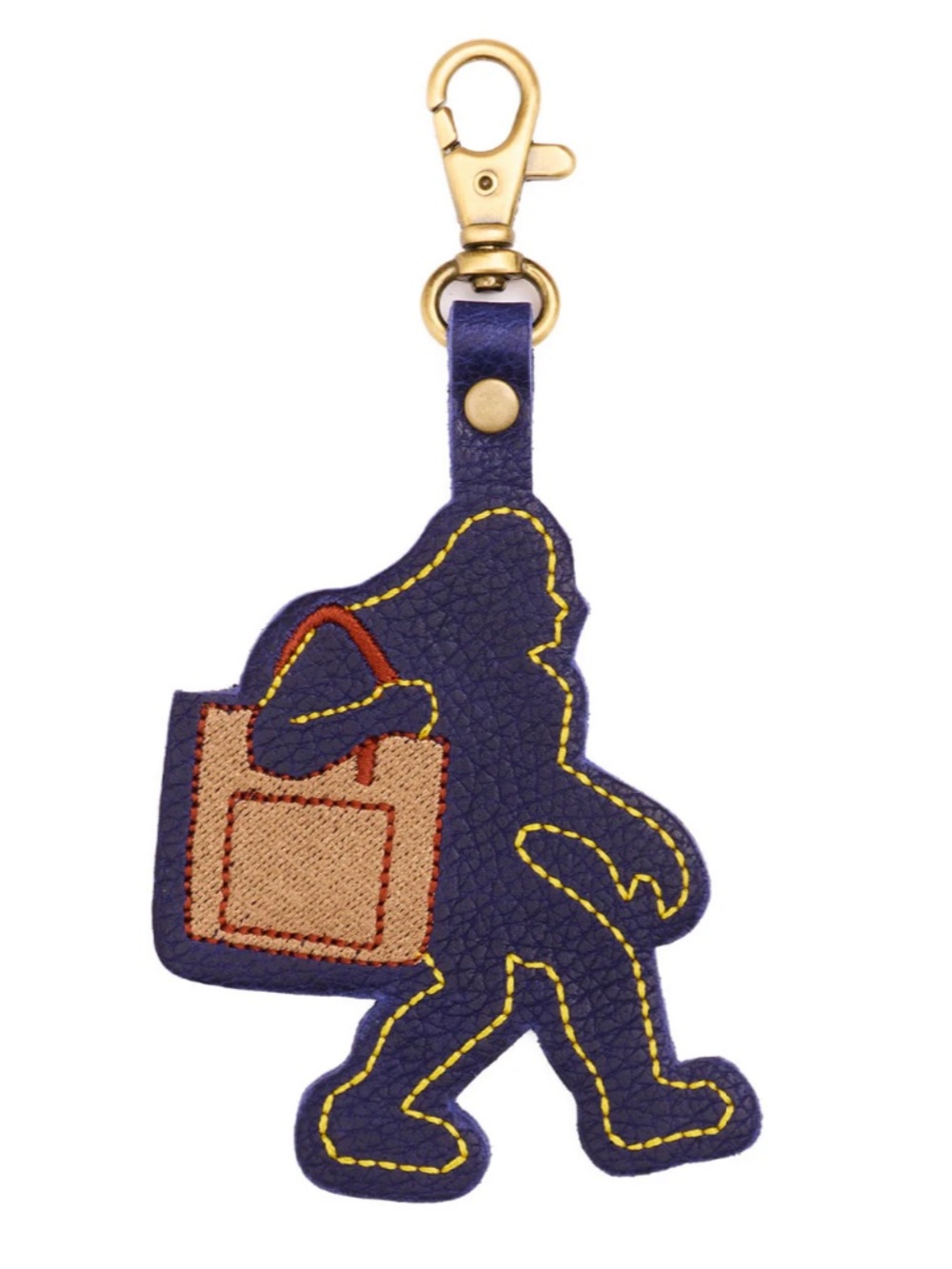 PLG Bigfoot Sasquatch with Bag Cobalt Blue Leather Keychain Bag Purse Flair